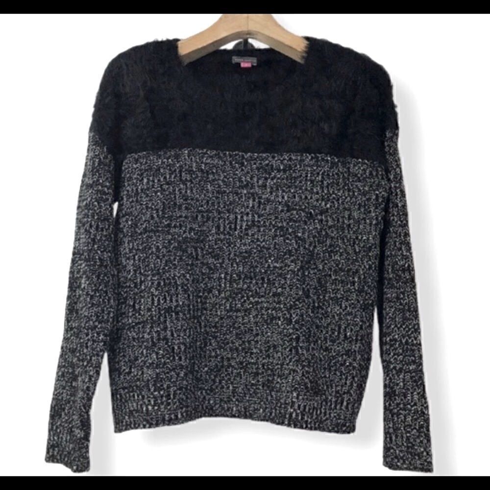 Vince Camuto Black Marled Knit Sweater with eyelash Top